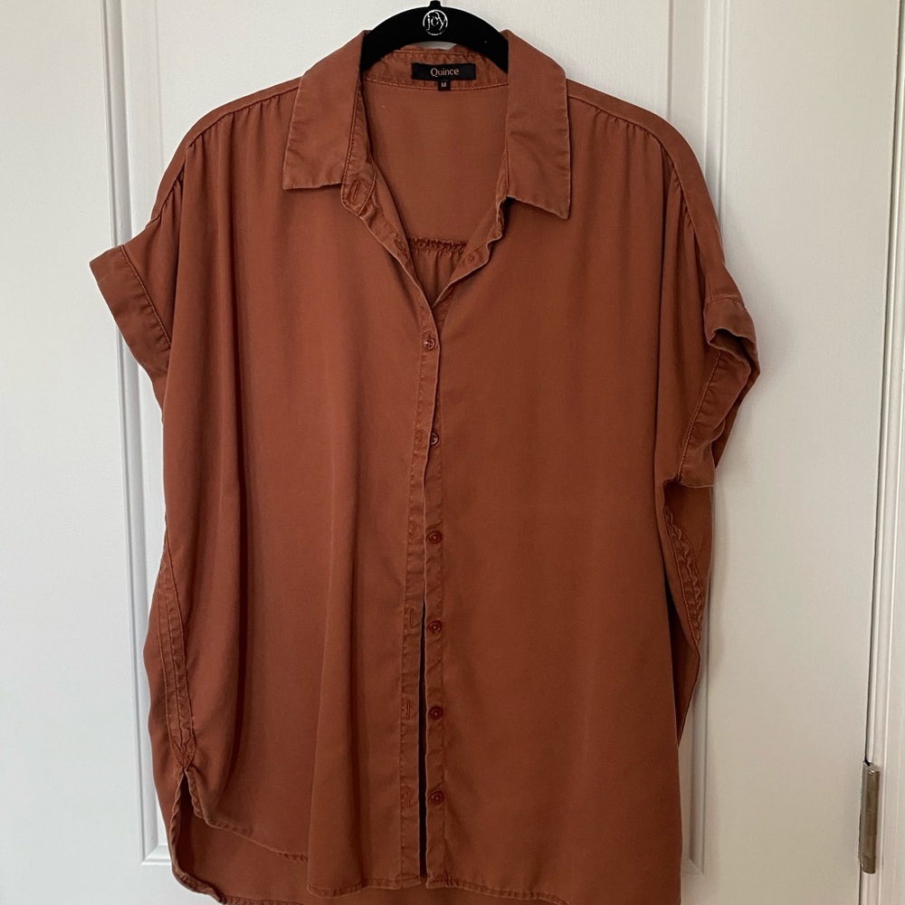 Quince Clay Casual Button Down Camp Shirt Relaxed Fit